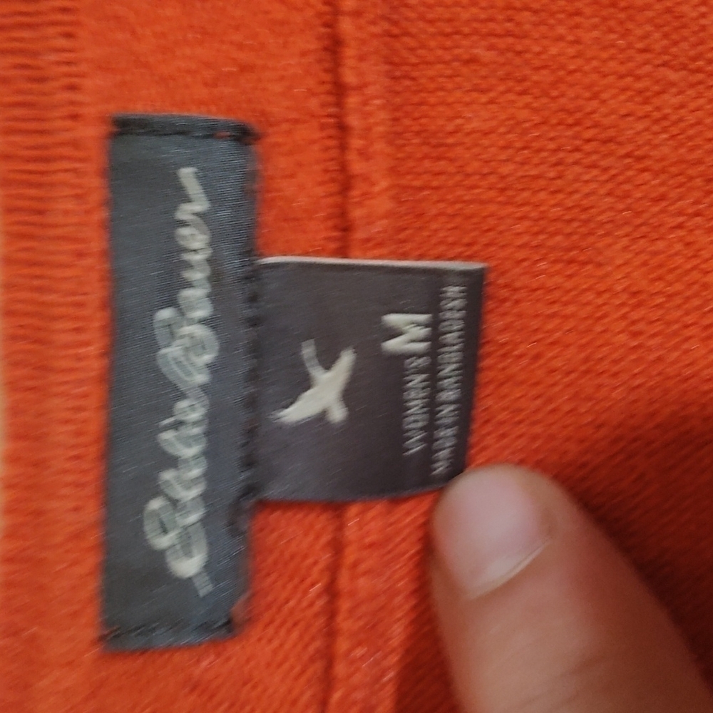 Eddie Bauer orange long sleeve sweater size medium v neck - Picture 2 of 4